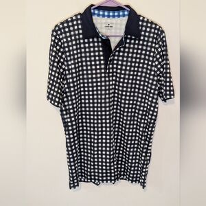 Draper James With Lands' End Men's Navy Checkered Polo Shirt Size Small